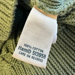 L.L. Bean Women's Light Green Cable Knit Cowl Neck Cotton Sweater 513958 Small thumbnail 8