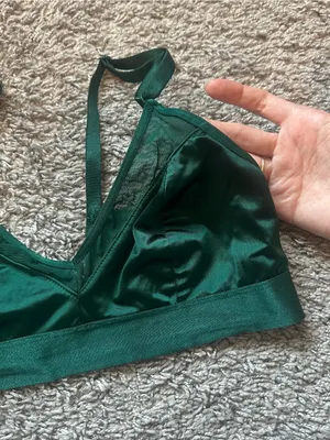 Auden Satin Bralette in Emerald Green thumbnail 3