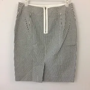 J. Crew Factory NWT $85 The Pencil Skirt in Navy & White Stripe Searsucker Sz 2 thumbnail 3