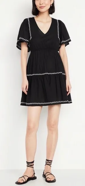 Old Navy Black Embroidered Stitched Casual Summer Dress Size XL thumbnail 1