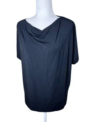 ATHLETA Drape Neck Short Sleeve Knit Top T Shirt Blouse Size Medium thumbnail 1