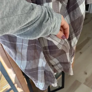 We The Free People button down tunic shirt plaid Summer Serenade Linen Top loose thumbnail 7