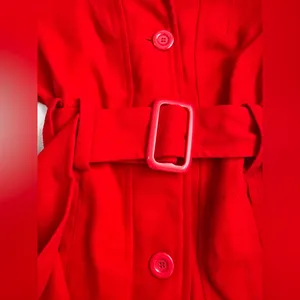 Lamasini Women's Vibrant Red Trench Coat thumbnail 3