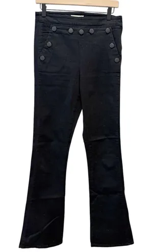 MAJE Button Waist Sailor Jeans in Black size 40‎ Flare thumbnail 1