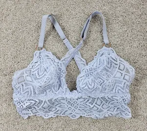 Aerie Lace Bralette‎ Womens S Blue Padded Adjustable Crossed Strap Lingerie Top thumbnail 1
