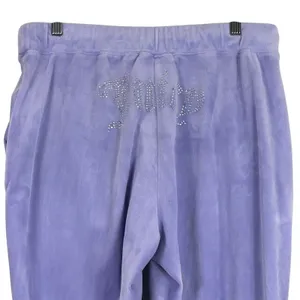 Juicy Couture Forever 21 Velour Rhinestone Logo Joggers Purple Y2K Bling Size L thumbnail 6
