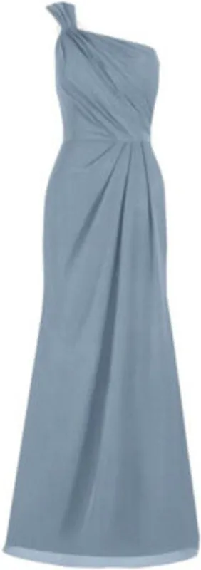Azazie Carissa Bridesmaid Dress Chiffon One Shoulder Side Knot Dusty Blue A4 thumbnail 1