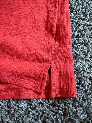 J. Crew Textured V Neck 3/4 Sleeve Shirt Womens Size M Stretch Red/Orange Preppy thumbnail 6