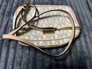 Michael Kors Cream and Tan Monogram purse thumbnail 8
