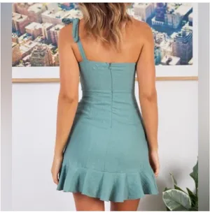 Boutique Teal Green Dress mini one shoulder thumbnail 2