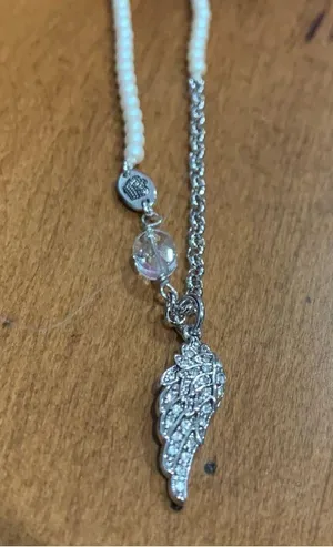 Juicy Couture Pam Gela Pearl and Silver Angel Wing Charm Necklace thumbnail 2