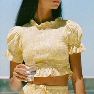 Sabo Skirt Light Yellow Ruffled Blouse thumbnail 2