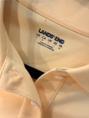 NWOT Lands End Size L Pale Yellow Short Sleeve Cotton Collared Polo Shirt thumbnail 8