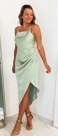Oh Hello Clothing Satin Sage Midi Dress thumbnail 1