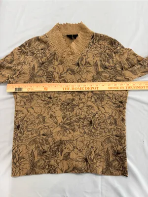 Saks 5th Avenue 100% Cashmere floral brown sweater XL thumbnail 4