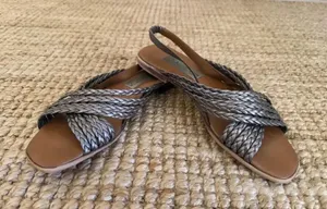 Calico Metallic Woven Leather Slingback Sandals Women’s Size (укажи свой) Square thumbnail 1