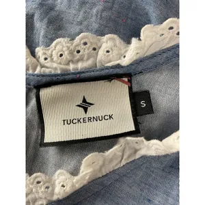 Tuckernuck Chambray Lotte Blue Dress Lace Trim S pockets‎ cottagecore cover-up thumbnail 10