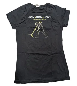 NEW Jon Bon Jovi Womens M Medium Black Vegas‎ Tour 2013 Tee Babydoll T-Shirt Top thumbnail 1