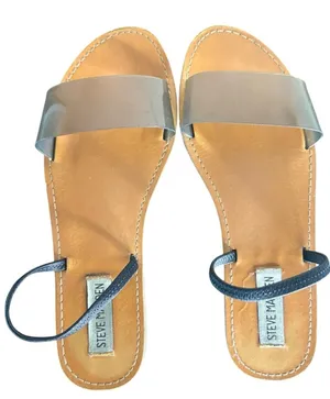 Steve Madden Dasha Clear Strap Tan Leather Slide Sandals thumbnail 1