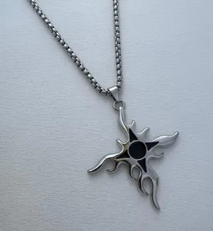 Flame Cross Pendant Necklace for Men Women,Streetwear Punk Hip Hop Unisex Style thumbnail 2