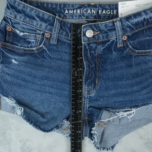 American Eagle Denim Shorts‎ 0 (28x2) High Rise Shortie Stretch Raw Hem Booty thumbnail 12