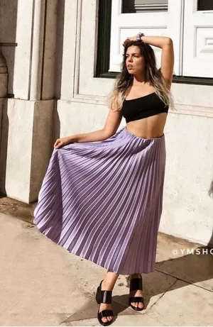 Zara Lavender pleated Midi Skirt thumbnail 1
