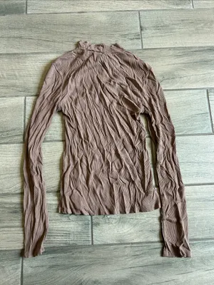 By Together Mauve Brown Long Sleeve Mock Neck Top thumbnail 3