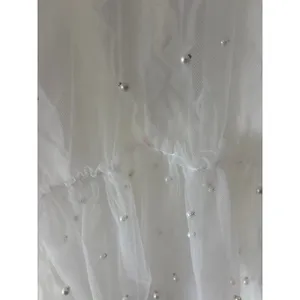 Maeve Anthropologie White Tulle Pearl Tiered Maxi Skirt Large NWT Blanc 79681953 thumbnail 2