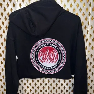 White fire dispensary crop top cropped hoodie size S thumbnail 2