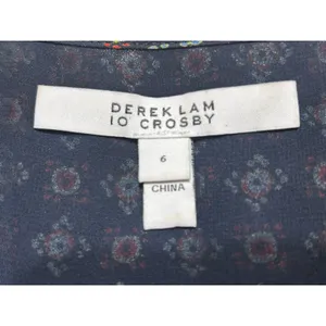 Derek Lam 10 Crosby Navy Silk Handkerchief Dress Sz 6 Lace Up Layered Flowy Boho thumbnail 8