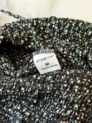 PaperMoon Black Ditsy Floral Smocked Cami Crop Top • Sz M thumbnail 6