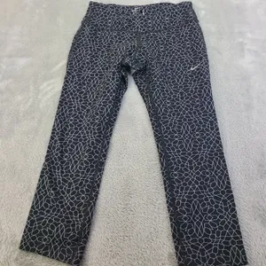 Nike Dri-Fit Running Capri Leggings Black Reflective Print Women's Size Small thumbnail 1