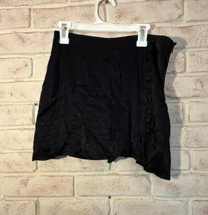 Zara Black Satin  Button Mini Skirt Size M thumbnail 1
