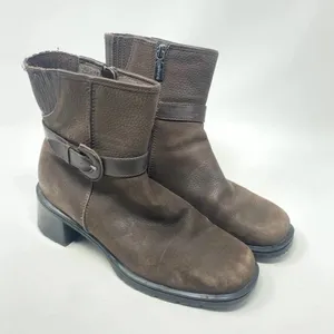 Blondo Brown‎ Waterproof Buckle Accent Chelsea Heel Boots Size US 8.5 thumbnail 4