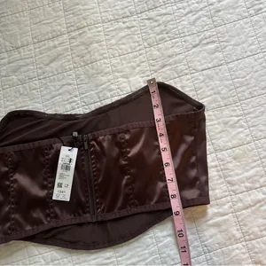 Garage Karina Satin Corset Crop Top Large NEW Borwn thumbnail 6