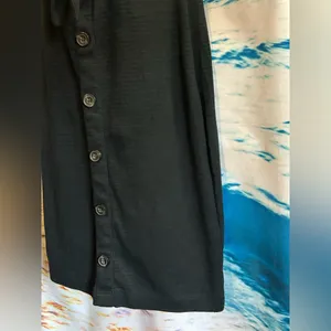 Abercrombie & Fitch Black Short Sleeve Tie-Waist Keyhole Button-Front Dress XXST thumbnail 4