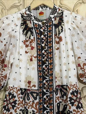 Farm Rio Boho floral-print cotton-blend long sleeves mini dress Size XSMALL thumbnail 4