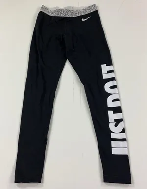 Nike Pro Dri-FIT Leggings Womens Small Black Compression Just Do It Graphic thumbnail 1
