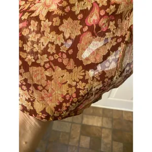 Joie Red Floral blouse small long sleeve Ruffled Stand Up Collar thumbnail 4