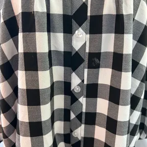 Dress Black Plaid LG Balloon Sleeve Square Neck Peasant Boho Minimalist Mud Pie thumbnail 3