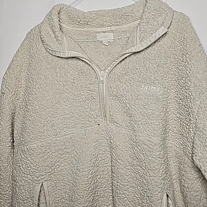 Skims fleece quarter zip cozy pull over white sweatshirt sz Large thumbnail 3