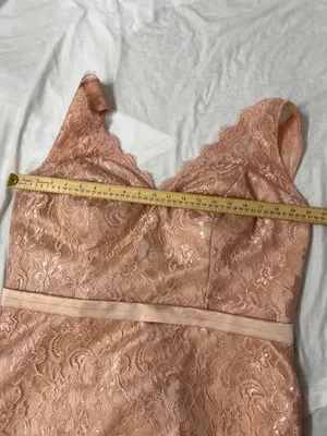 NWT Hebeos Blush Pink Lace V-Neck Prom Dress Gown thumbnail 10