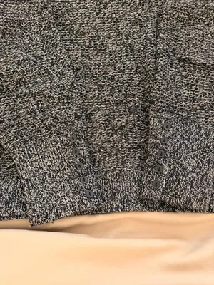LOFT Black White Marled Crew Neck Sweater with Button Cuffs Size L thumbnail 3