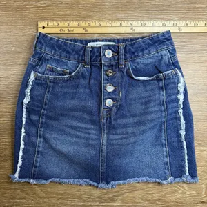 Zara Womens Jean Mini Skirt Size XS Western Buttons Festival Distressed Boho thumbnail 7