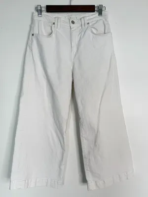 7 For All Mankind‎ White Cropped Wide Leg Jeans High Rise Size 28 thumbnail 1