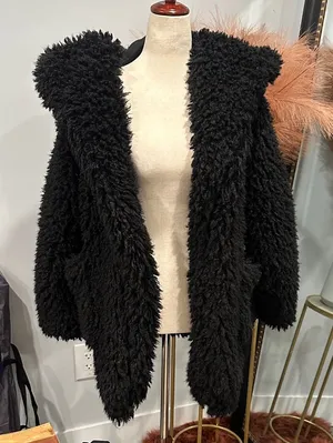 Women's Black Faux Fur Jacket size Small/Medium thumbnail 1