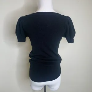 Energie Y2k Black Short Puff Sleeve Sweater Sz Medium Boho thumbnail 2