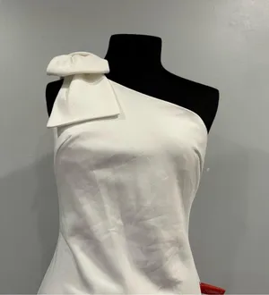 Mac Duggal 26665 Bow One Shoulder Evening Gown White 2 NWOT thumbnail 3