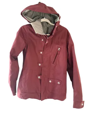 Burton‎ Dryride Women Burgundy Herringbone Snowboard Jacket Hooded Medium thumbnail 1