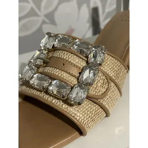 A New Day Rhinestone Buckle Slide heel Sandals Beige/Tan Women’s US 8 Slip On thumbnail 2